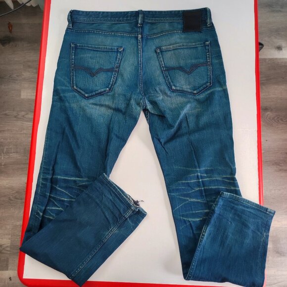 Vintage Guess Jeans Robertson men's size 34 distressed denim blue slim tapered - Picture 3 of 16